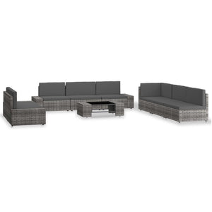 vidaXL 9-piece Garden Lounge Set Poly Rattan Grey