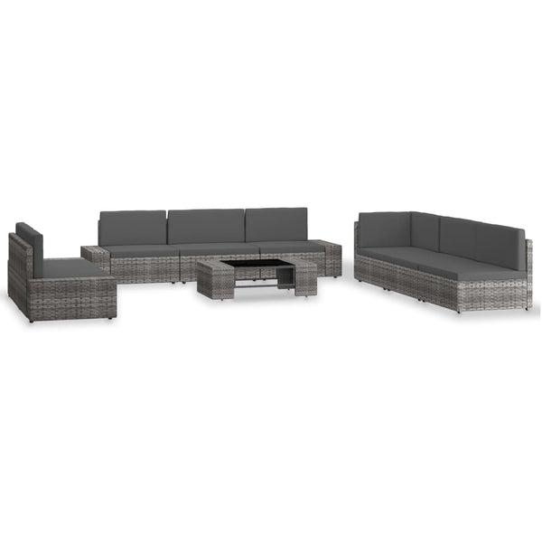 vidaXL 9-piece Garden Lounge Set Poly Rattan Grey