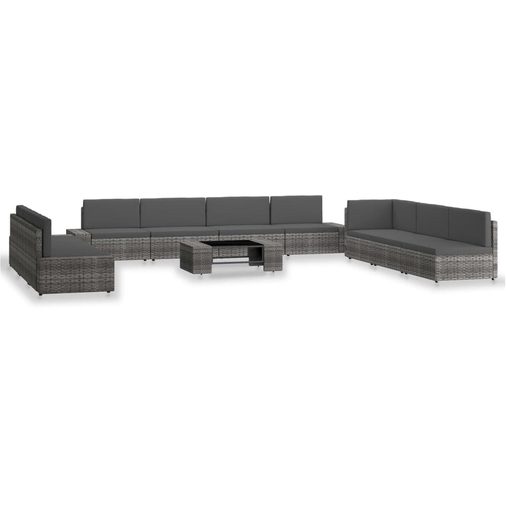 vidaXL 10-pc. Garden Lounge Set Poly Rattan Grey