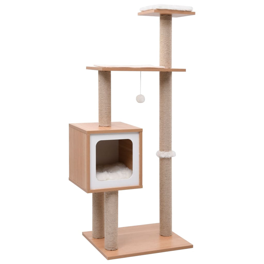 vidaXL Cat Scratching Post with Sisal Scratch Mat 123 cm
