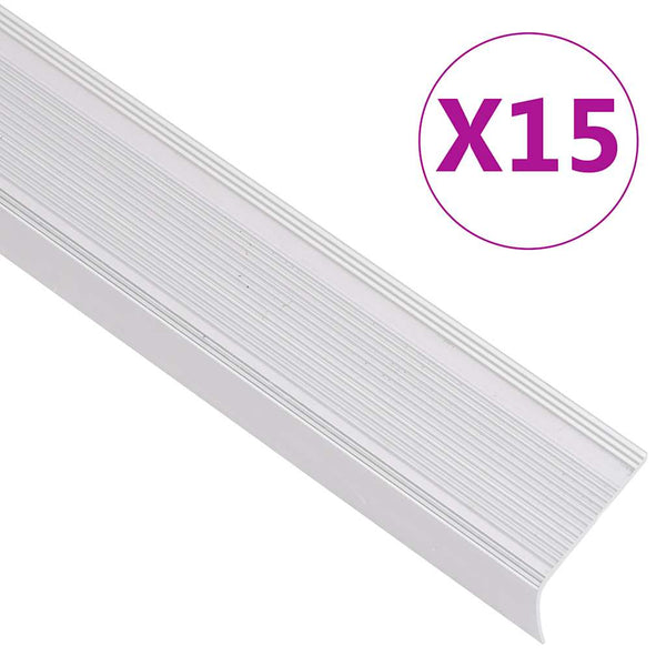 Treppenkantenprofile in L-Form 15 Stk. Aluminium 90 cm Silbern