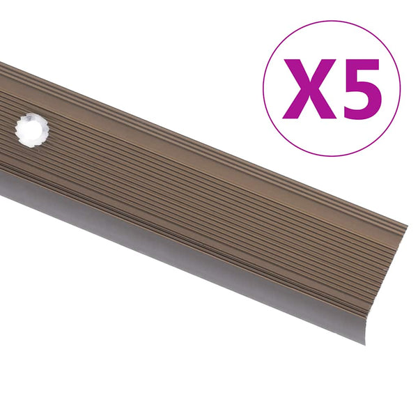 vidaXL L-shaped Stair Nosing 5 pcs. Aluminum 100cm Brown