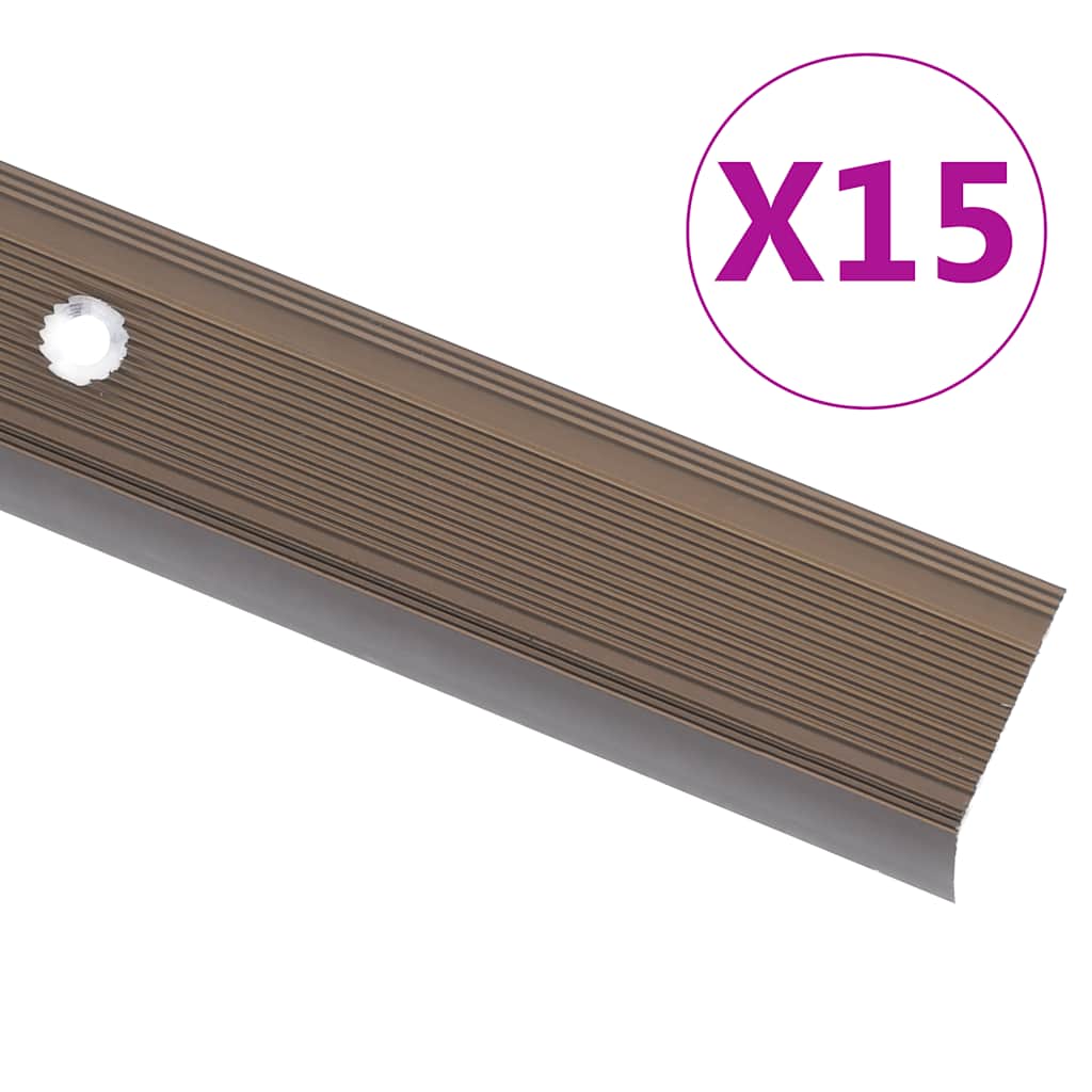 vidaXL L-shaped Stair Nosing 15 pcs. Aluminum 100cm Brown
