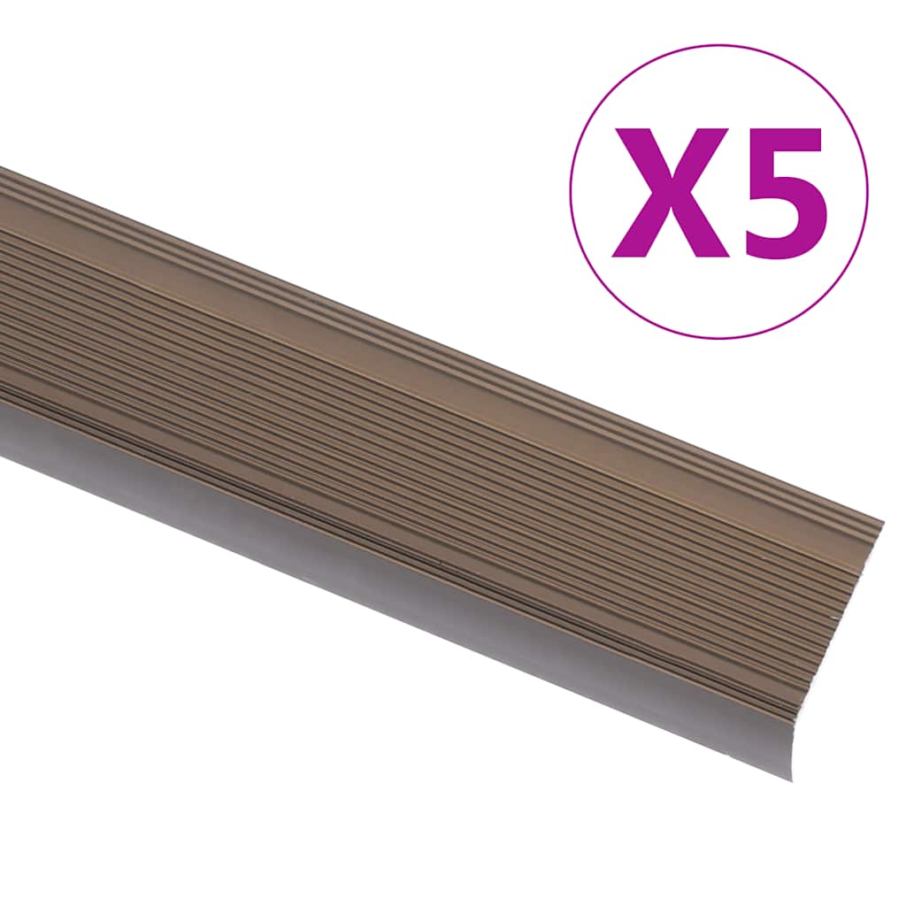 vidaXL L-shaped Stair Nosing 5 pcs. Aluminum 100cm Brown