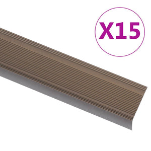 vidaXL L-shaped Stair Nosing 15 pcs. Aluminum 100cm Brown