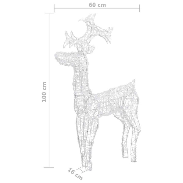 vidaXL Christmas Decoration Reindeer 90 LEDs 60x16x100 cm Acrylic