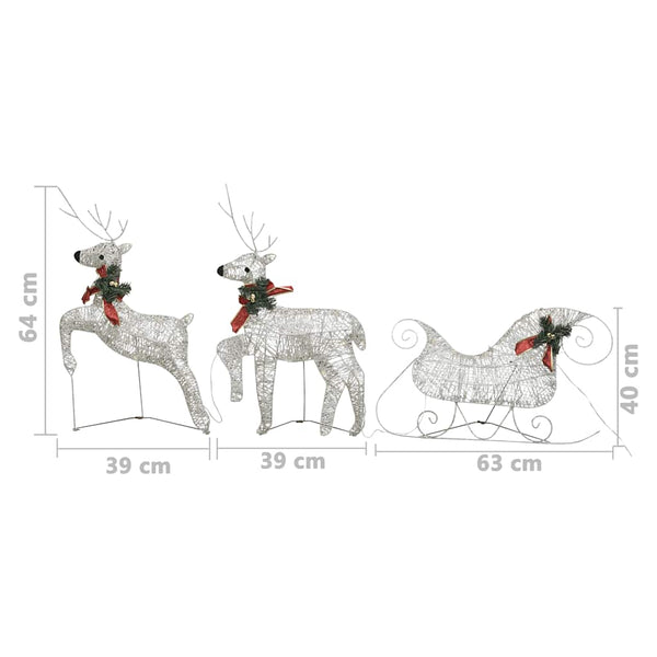 vidaXL Christmas Decoration Reindeer & Sleigh 60 LEDs Outdoor Golden