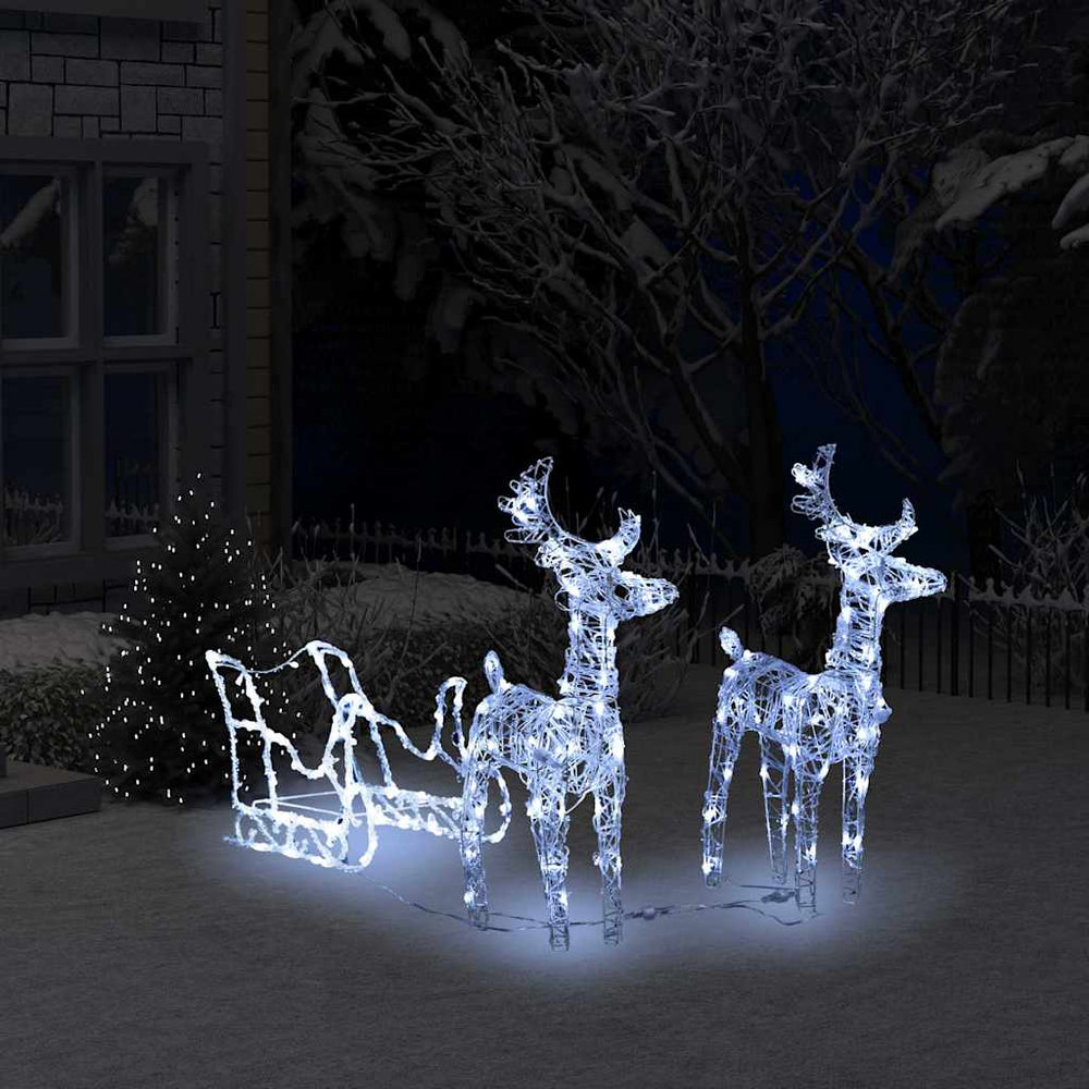 vidaXL Reindeer and Sleigh Christmas Decoration 160 LEDs 130 cm Acrylic