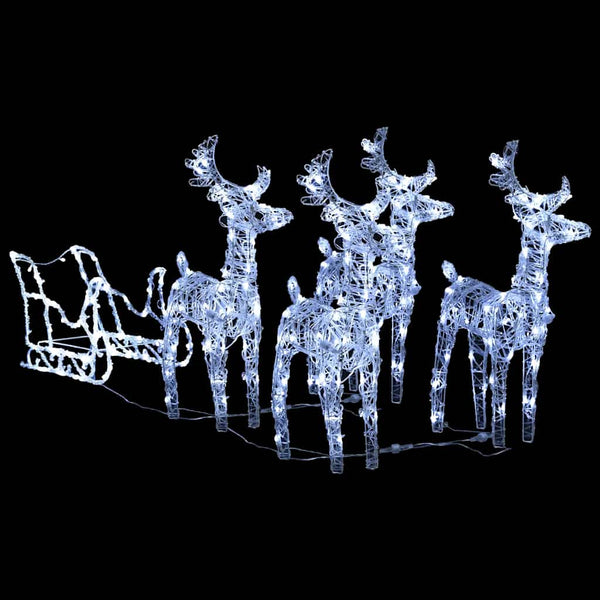 vidaXL Christmas Decoration Reindeer & Sleigh 280x28x55 cm Acrylic