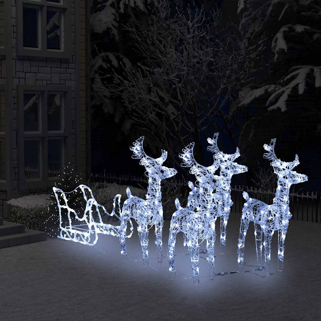 vidaXL Christmas Decoration Reindeer & Sleigh 280x28x55 cm Acrylic