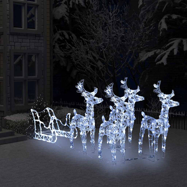 vidaXL Christmas Decoration Reindeer & Sleigh 280x28x55 cm Acrylic