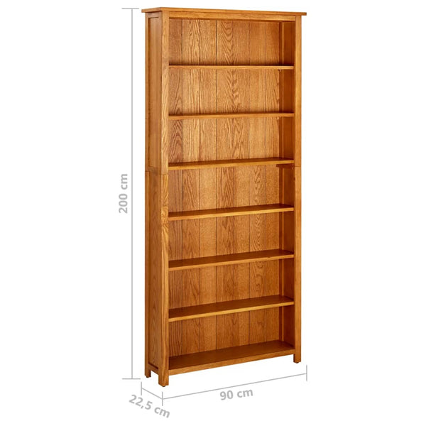 vidaXL Bookcase with 7 Compartments 90x22.5x200 cm Solid Oak Wood