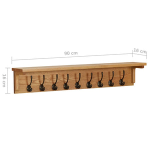 vidaXL Wall Coat Rack 90x16x16 cm Solid Oak