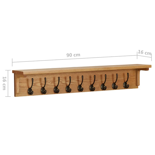 vidaXL Wall Coat Rack 90x16x16 cm Solid Oak