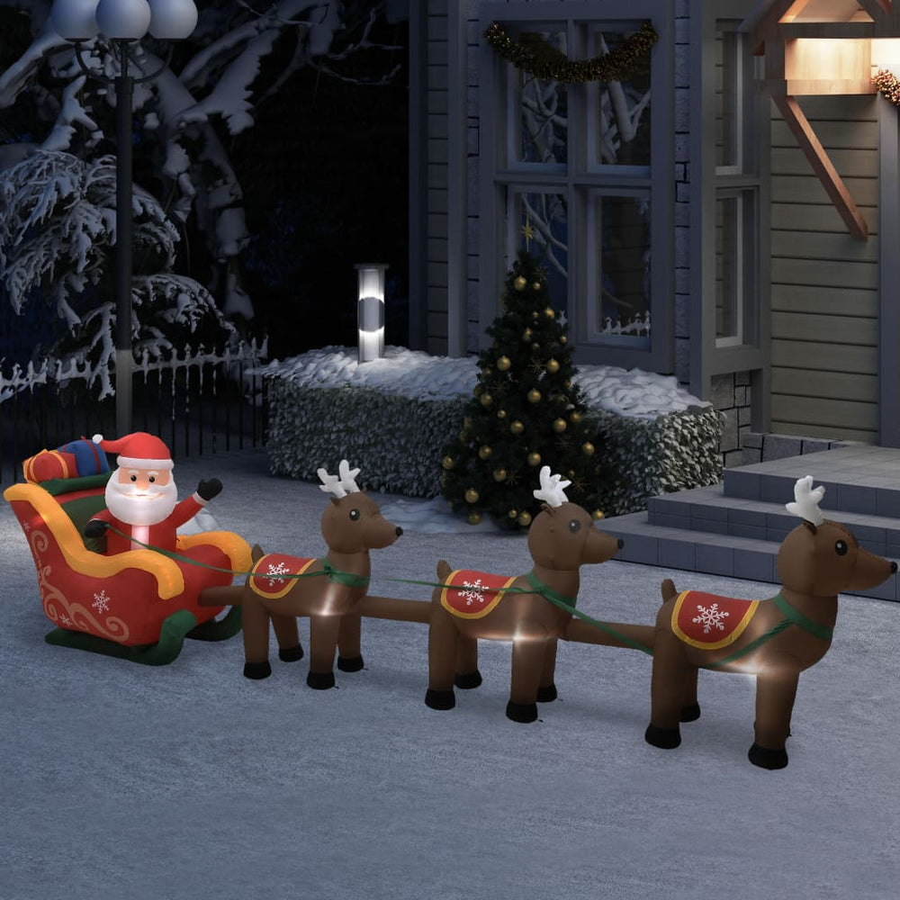 vidaXL Inflatable Santa Claus with Reindeer LED 490 cm