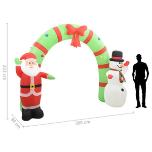 vidaXL Inflatable Santa Claus and Snowman Arch Decoration with LEDs 223cm