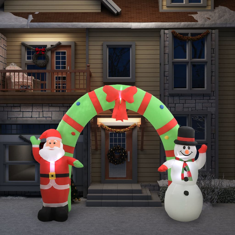 vidaXL Inflatable Santa Claus and Snowman Arch Decoration with LEDs 223cm