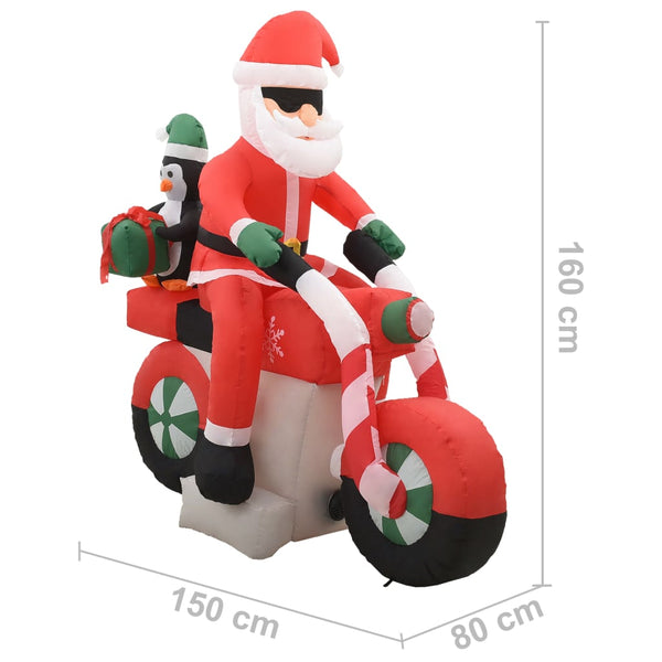 vidaXL Inflatable Santa on Motorcycle LED IP44 160 cm