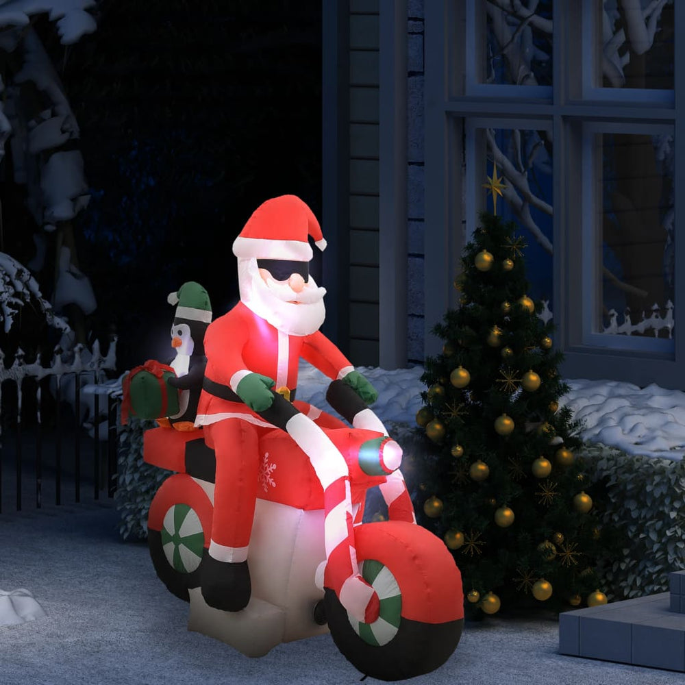 vidaXL Inflatable Santa on Motorcycle LED IP44 160 cm