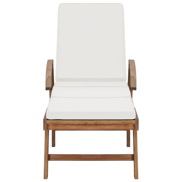 vidaXL Sun Loungers with Cushions 2 pcs Solid Teak Wood Cream