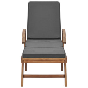 vidaXL Sun Loungers with Cushions 2 pcs. Solid Teak Wood Dark Grey