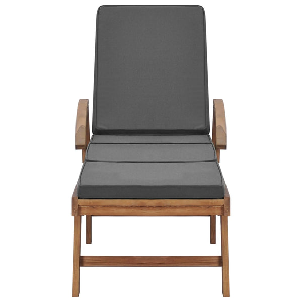 vidaXL Sun Loungers with Cushions 2 pcs. Solid Teak Wood Dark Grey