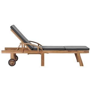 vidaXL Sun Loungers with Cushions 2 pcs. Solid Teak Wood Dark Grey