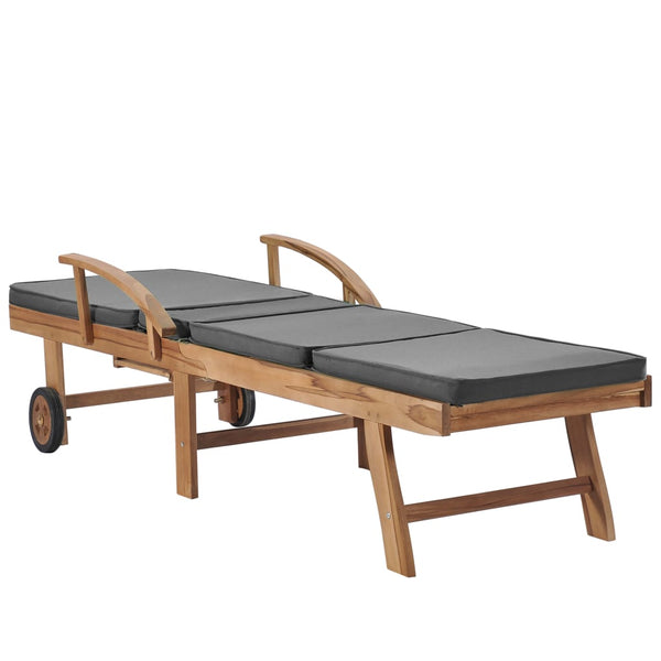 vidaXL Sun Loungers with Cushions 2 pcs. Solid Teak Wood Dark Grey