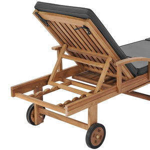vidaXL Sun Loungers with Cushions 2 pcs. Solid Teak Wood Dark Grey
