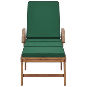 vidaXL Sun Loungers with Cushions 2 pcs. Solid Teak Wood Green