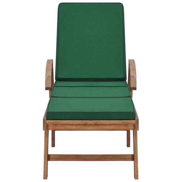 vidaXL Sun Loungers with Cushions 2 pcs. Solid Teak Wood Green