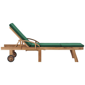 vidaXL Sun Loungers with Cushions 2 pcs. Solid Teak Wood Green