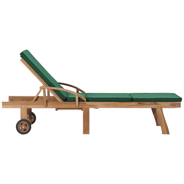 vidaXL Sun Loungers with Cushions 2 pcs. Solid Teak Wood Green