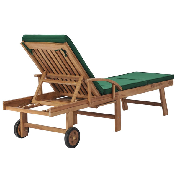 vidaXL Sun Loungers with Cushions 2 pcs. Solid Teak Wood Green