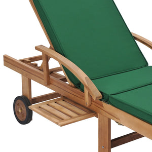 vidaXL Sun Loungers with Cushions 2 pcs. Solid Teak Wood Green