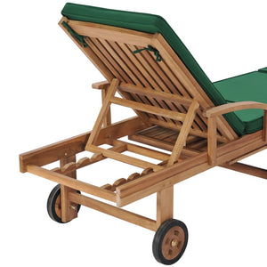 vidaXL Sun Loungers with Cushions 2 pcs. Solid Teak Wood Green