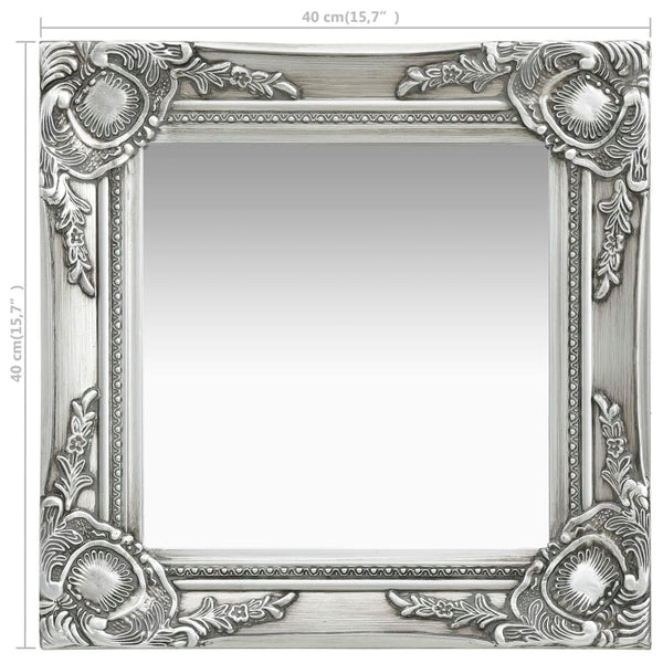 vidaXL Baroque Style Wall Mirror 40x40 cm Silver