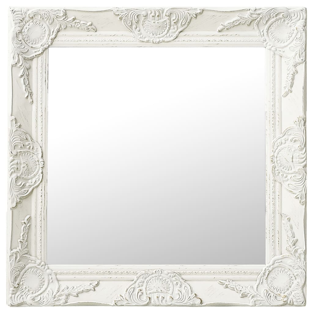 vidaXL Baroque Style Wall Mirror 50x50 cm White