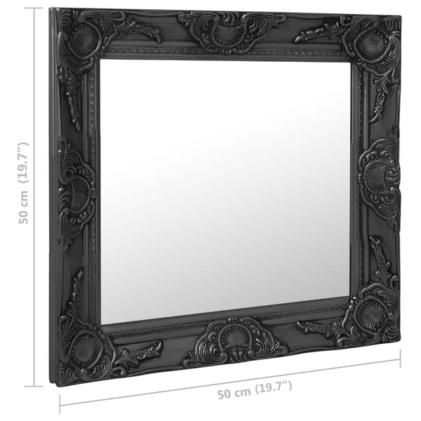 vidaXL Baroque Style Wall Mirror 50x50 cm Black