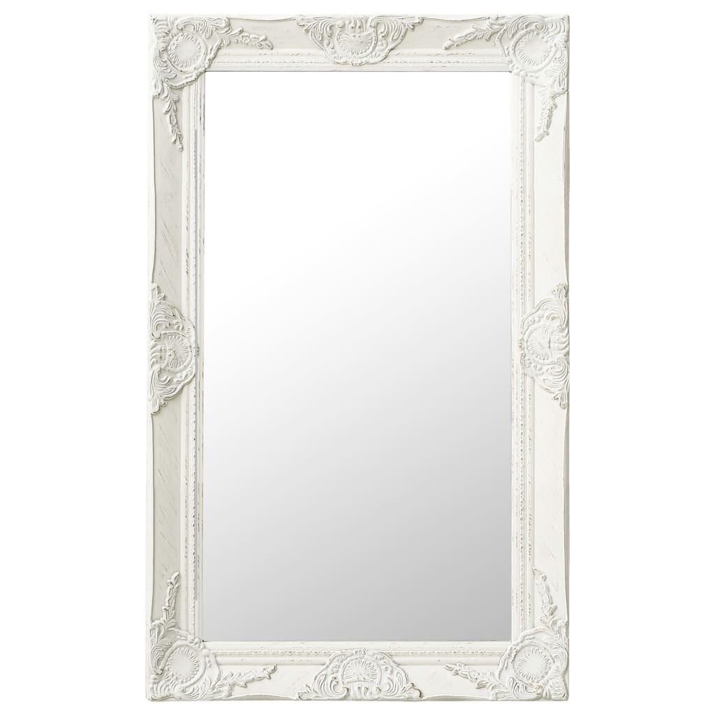 vidaXL Baroque Style Wall Mirror 50x80 cm White
