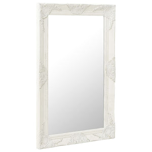 vidaXL Baroque Style Wall Mirror 50x80 cm White