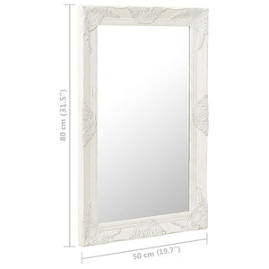 vidaXL Baroque Style Wall Mirror 50x80 cm White