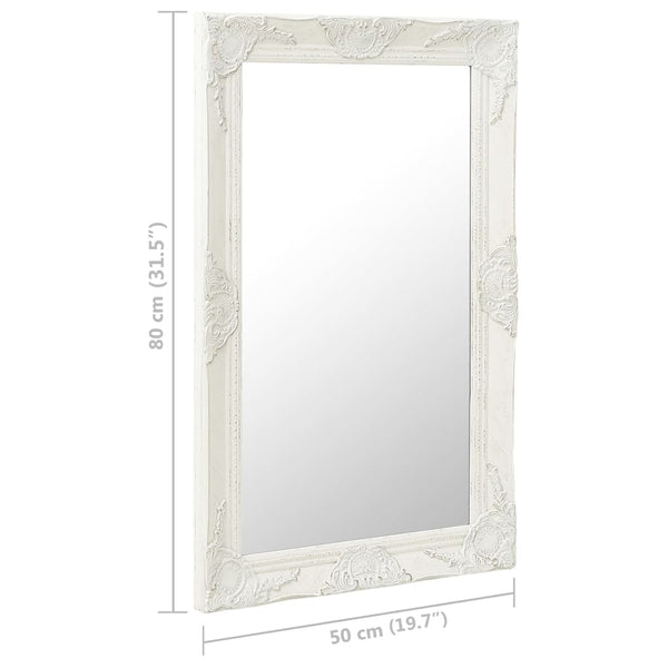 vidaXL Baroque Style Wall Mirror 50x80 cm White