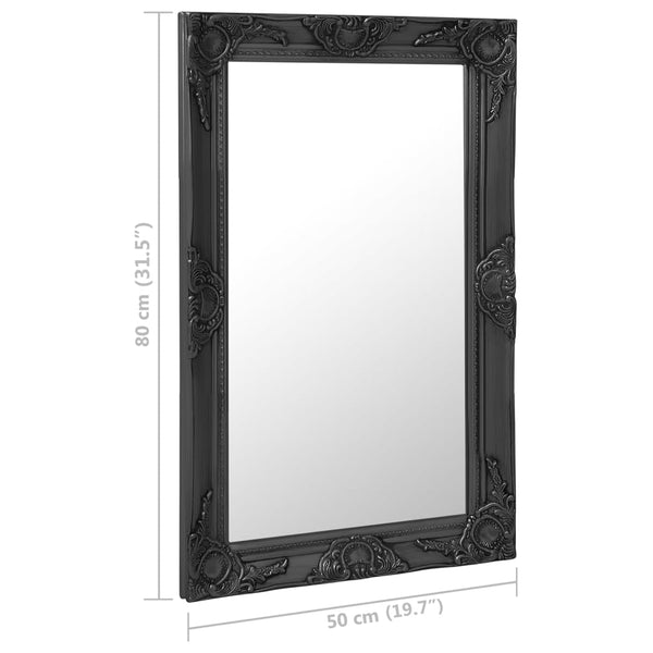 vidaXL Baroque Style Wall Mirror 50x80 cm Black