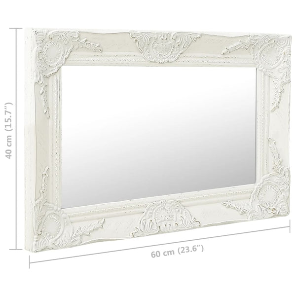 vidaXL Baroque Style Wall Mirror 60x40 cm White