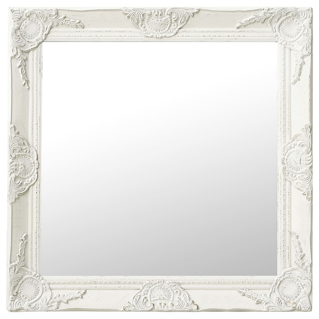 vidaXL Baroque Style Wall Mirror 60x60 cm White