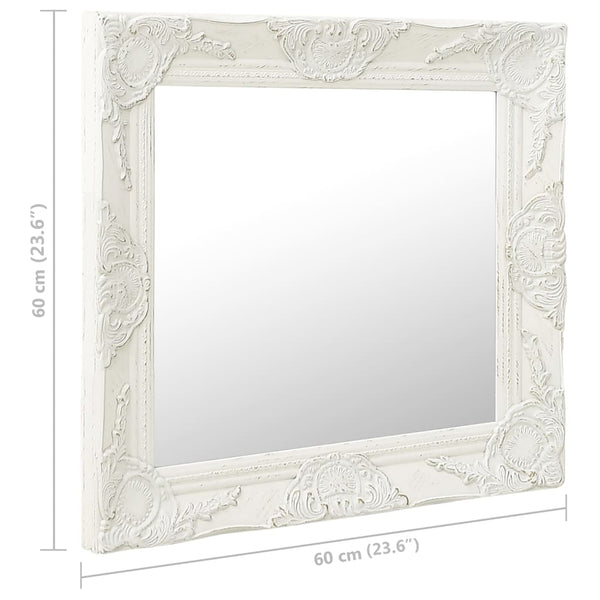 vidaXL Baroque Style Wall Mirror 60x60 cm White