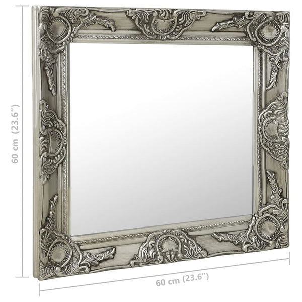 vidaXL Baroque Style Wall Mirror 60 x 60 cm Silver
