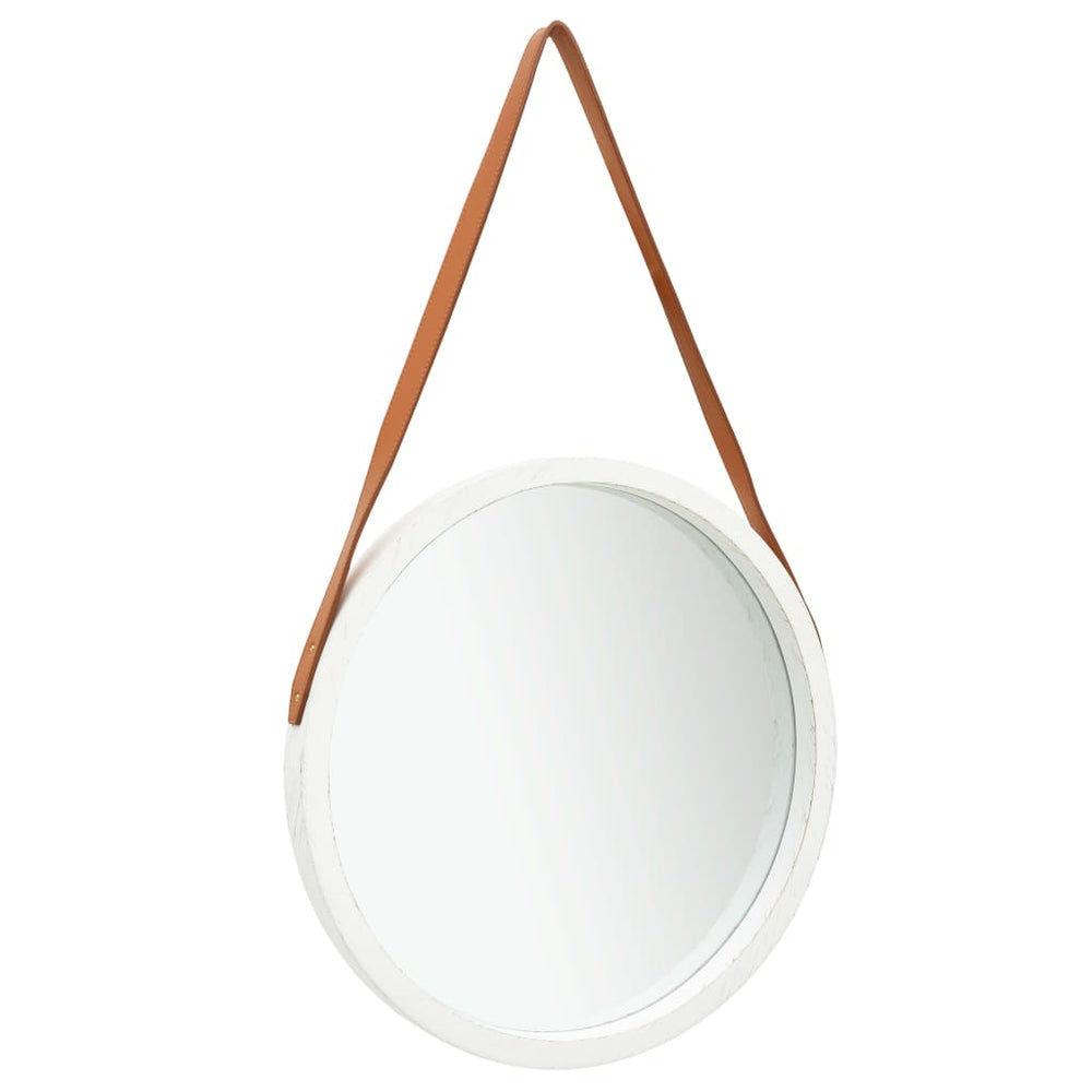 Wandspiegel mit Gürtel, 50 cm, Weiß