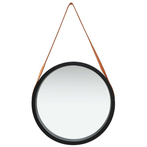 vidaXL Wall Mirror with Belt 50 cm Black